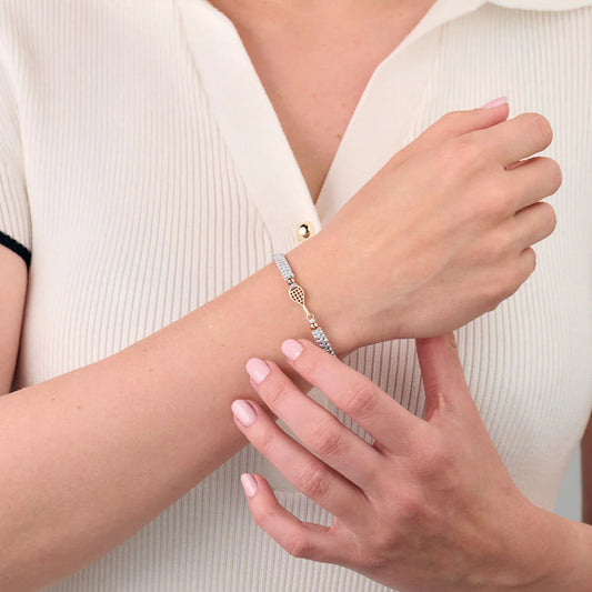 Rose Tennis Grey Braided Bracelet